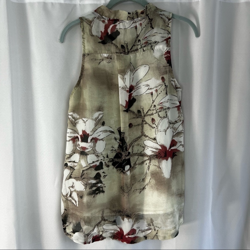 Entro sleeveless floral tunic with neck tie sheer fully lined Small - Picture 3 of 8
